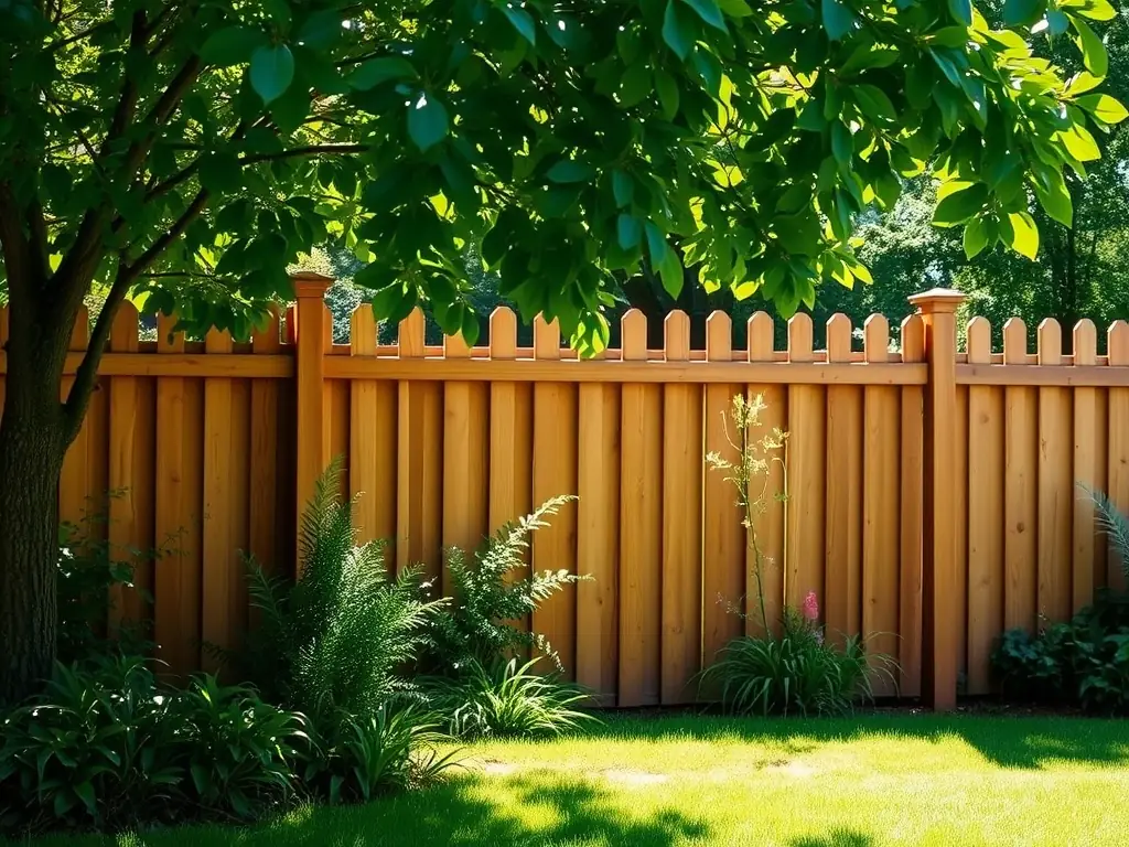 A photo of a completed fence installation project by SquareHead Carpentry in a Southfield, Michigan neighborhood, showcasing the fence's aesthetic appeal and how it complements the surrounding landscape.